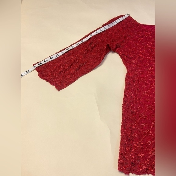 AVENUE RED STRETCHY LACE TOP 3/4 SLEEVE 18/20 - Picture 12 of 12
